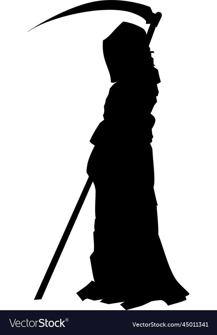 Black Silhouette Of Death With A Scythe Royalty Free Vector