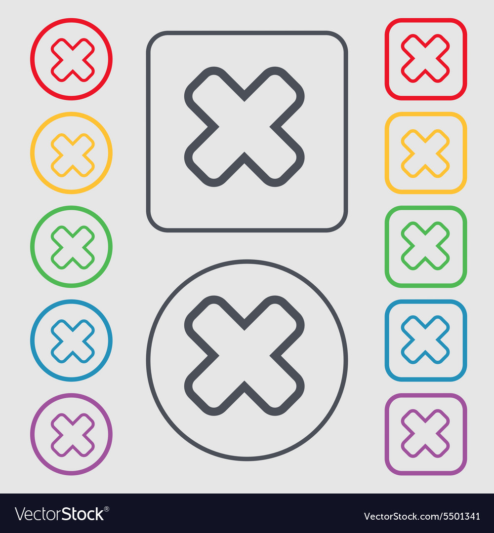 Cancel icon sign symbol on the round and square Vector Image