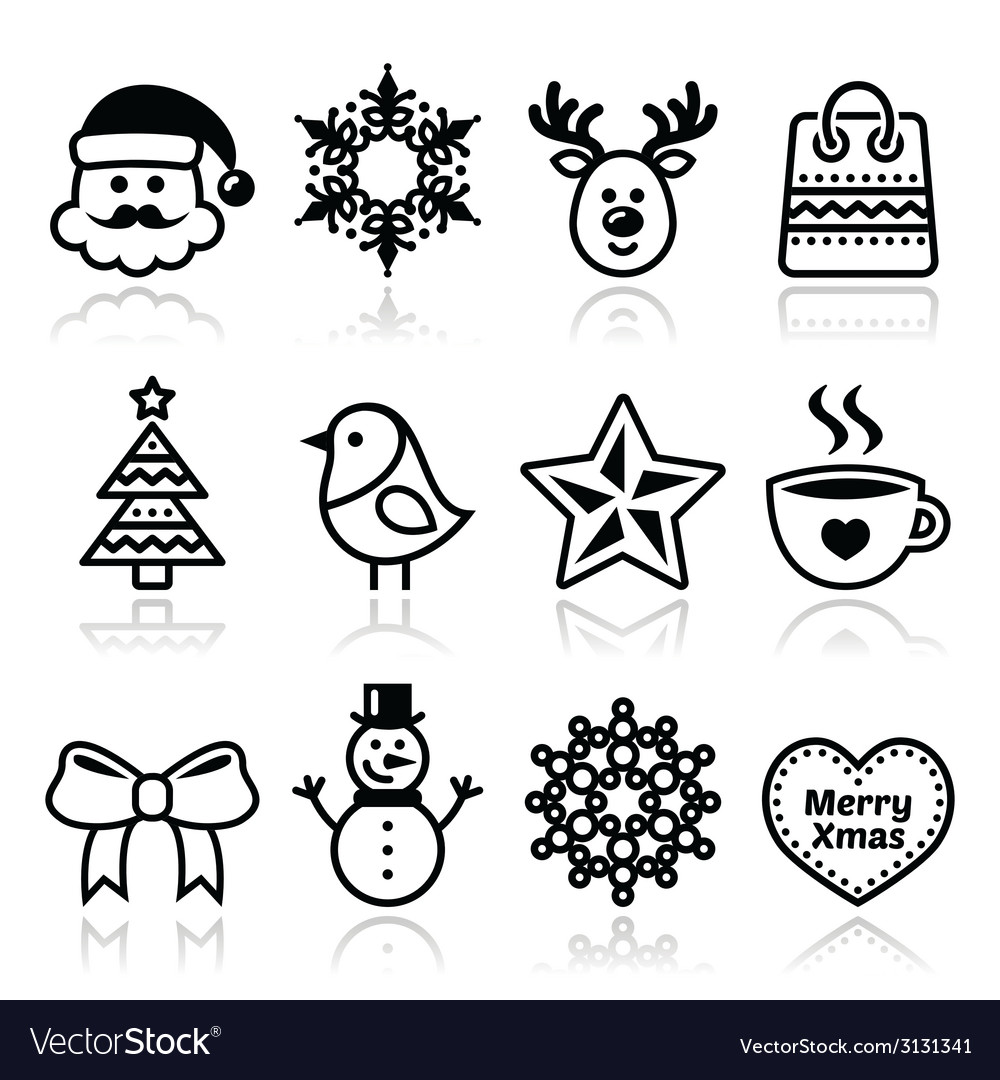 Christmas winter icons set - santa claus snowman Vector Image