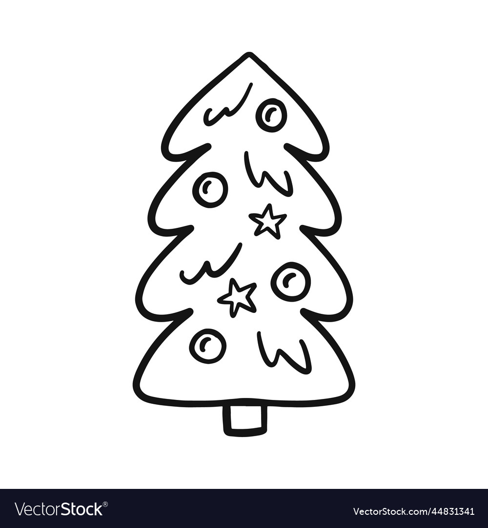 Cute christmas tree hand drawn doodle element Vector Image