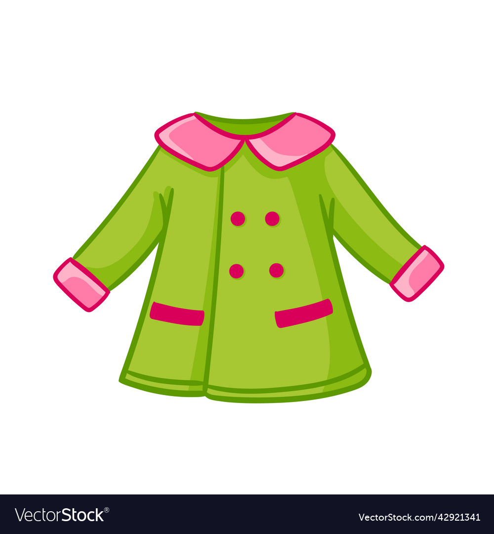 Cute green baby coat isolated baby clothes Vector Image