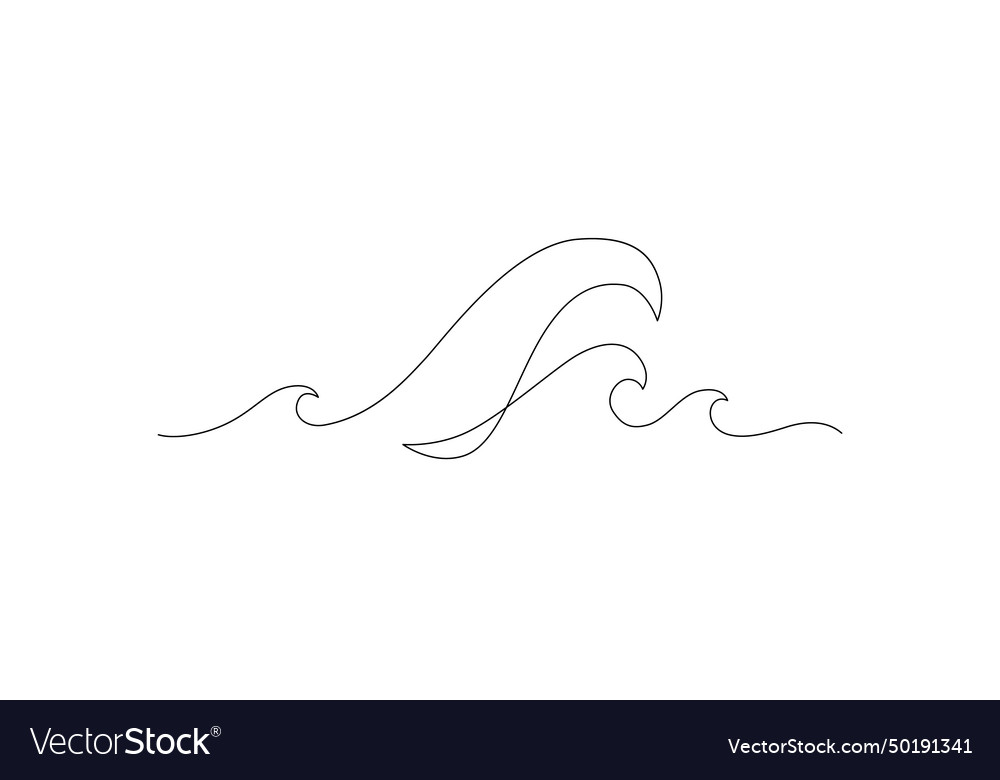 Sea waves one line drawing art abstract wave Vector Image