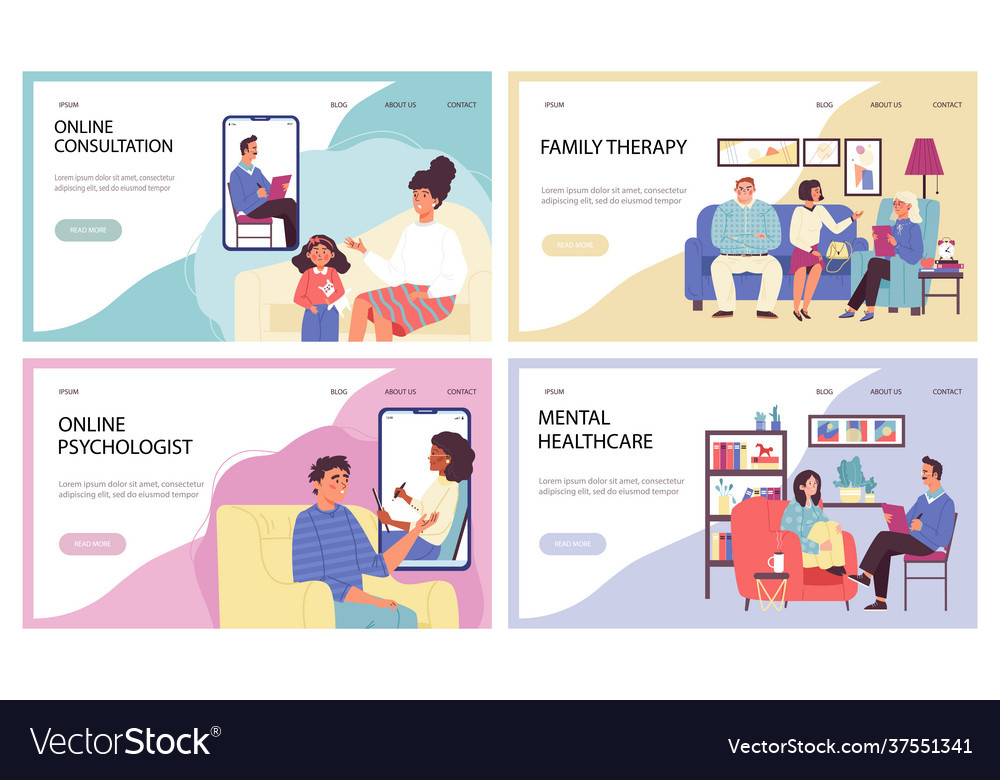 Set websites for psychotherapist consultations Vector Image