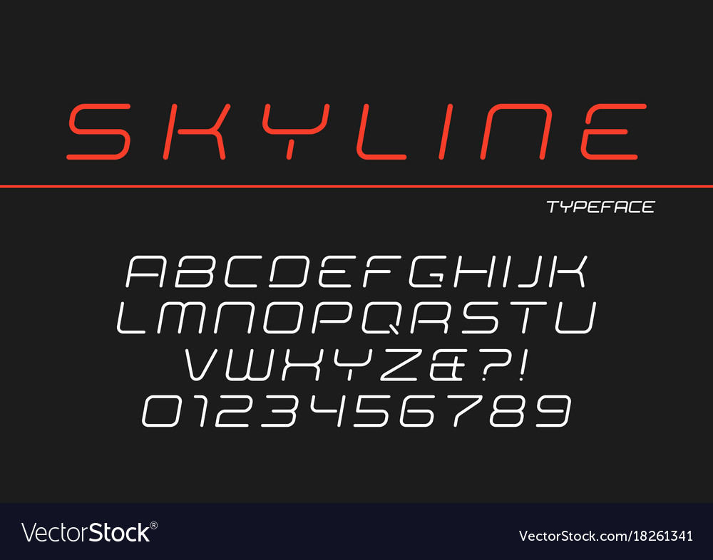 Skyline Decorative Italic Font Design Royalty Free Vector