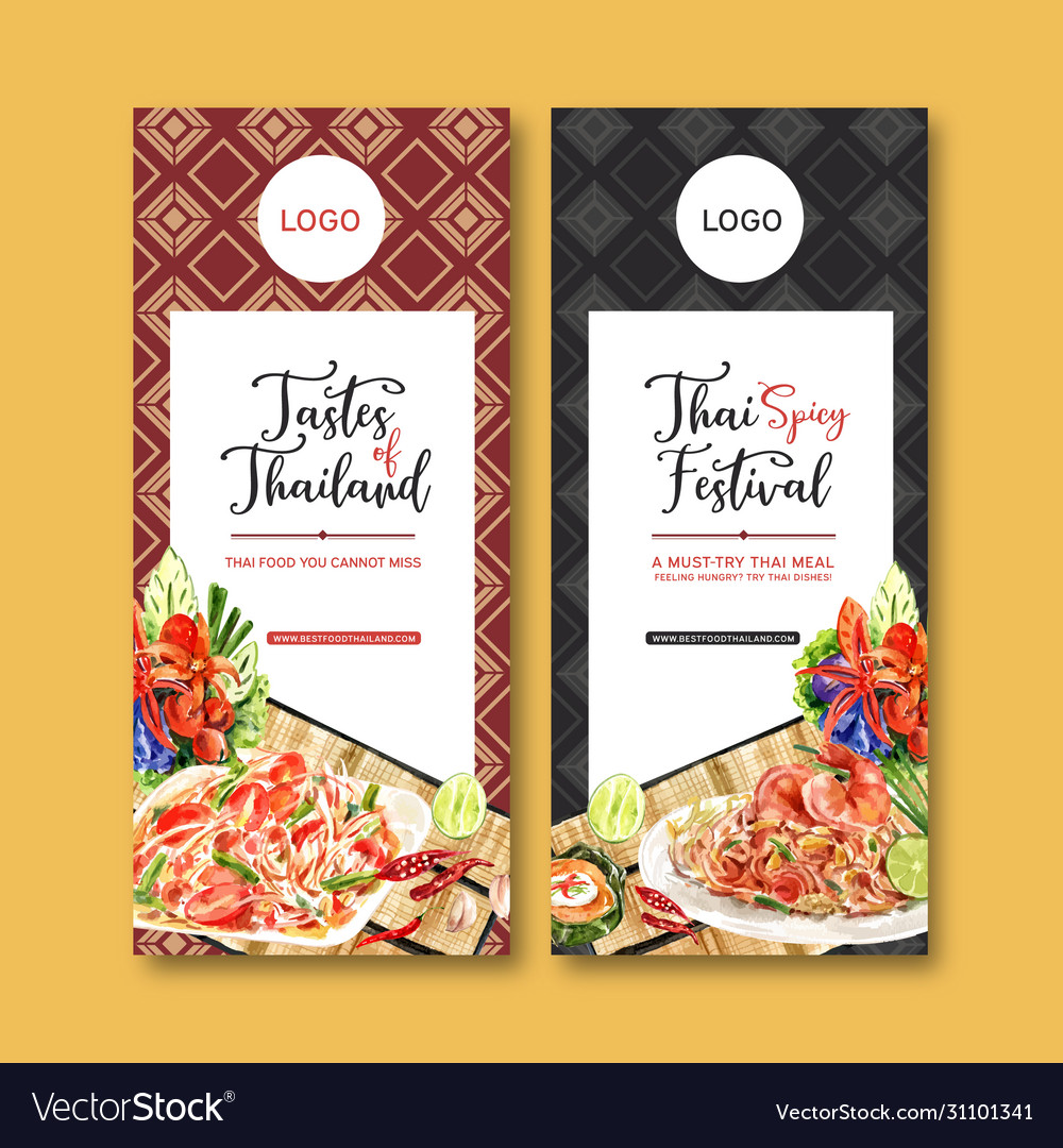 Thai food flyer design with papaya salad pad\
thai