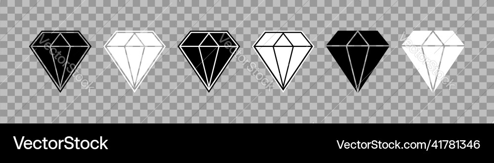 Diamond icons isolated Royalty Free Vector Image