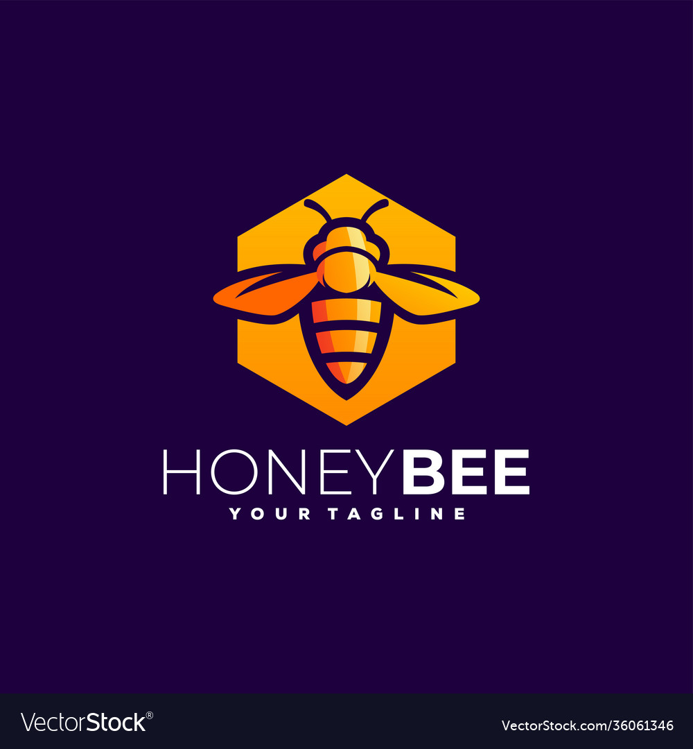 Honey bee gradient logo design Royalty Free Vector Image