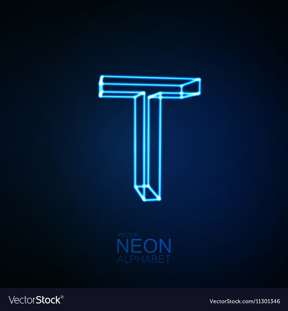 Neon 3d letter t