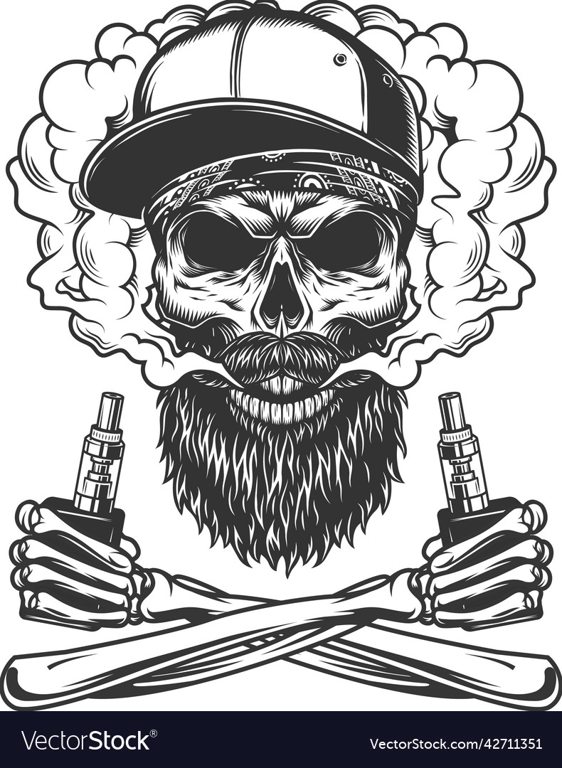 Bearded and mustached hipster skull Royalty Free Vector