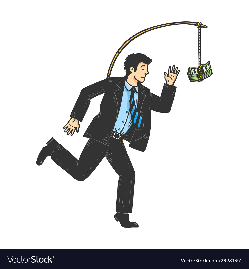 Businessman chasing money sketch Royalty Free Vector Image