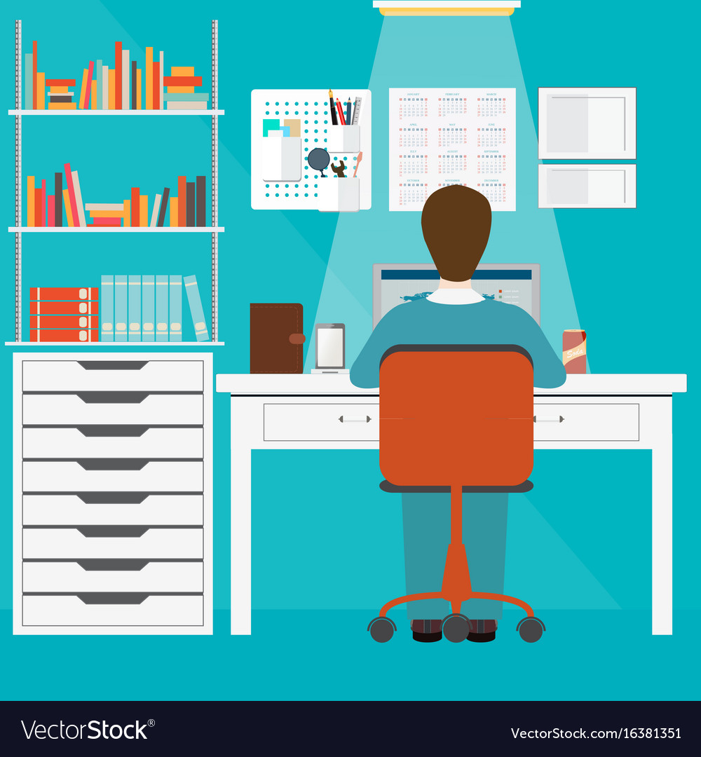 Download Businessman working in home office Royalty Free Vector Image