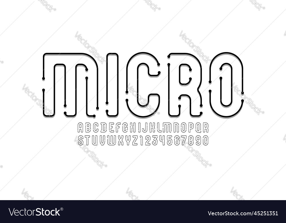 Digital technology font future techno alphabet Vector Image