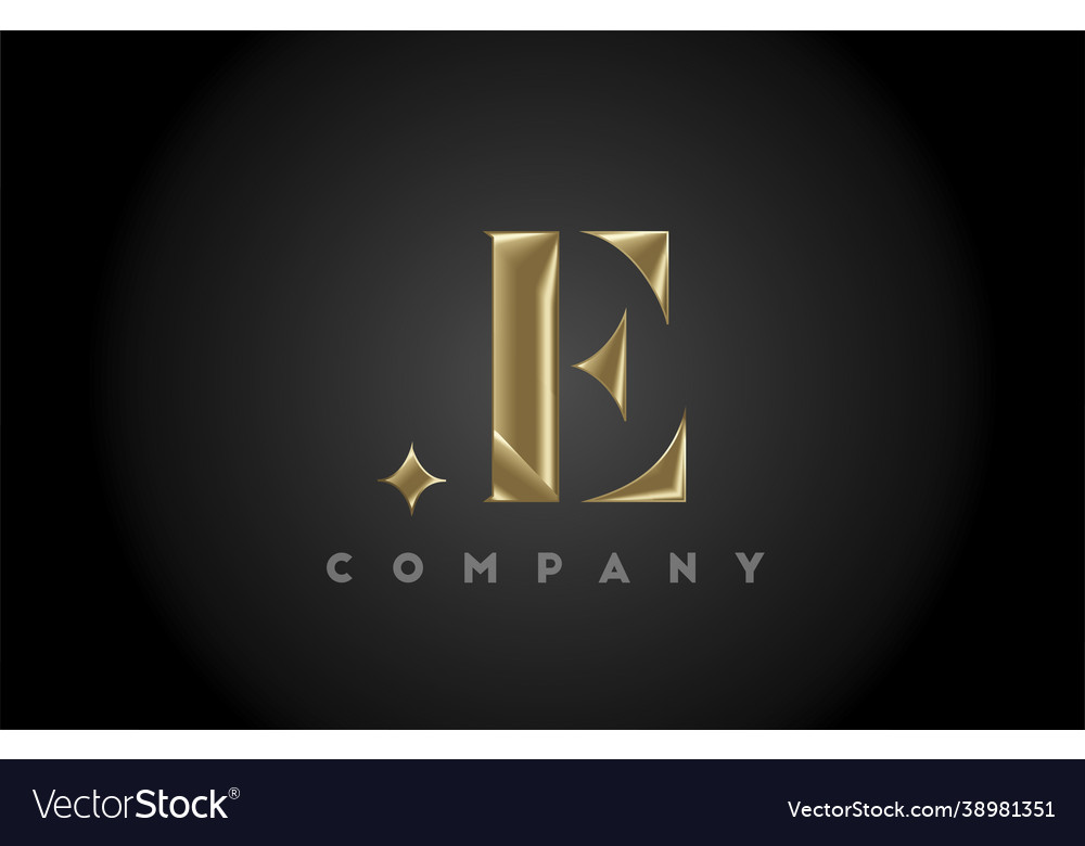 E gold metal alphabet letter icon logo template Vector Image