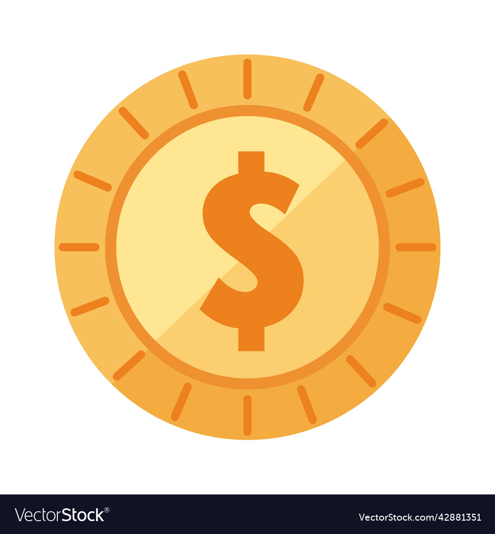 Golden coin dollar Royalty Free Vector Image - VectorStock