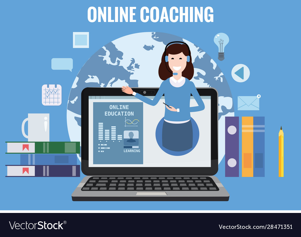 Online coaching training education workshops and Vector Image