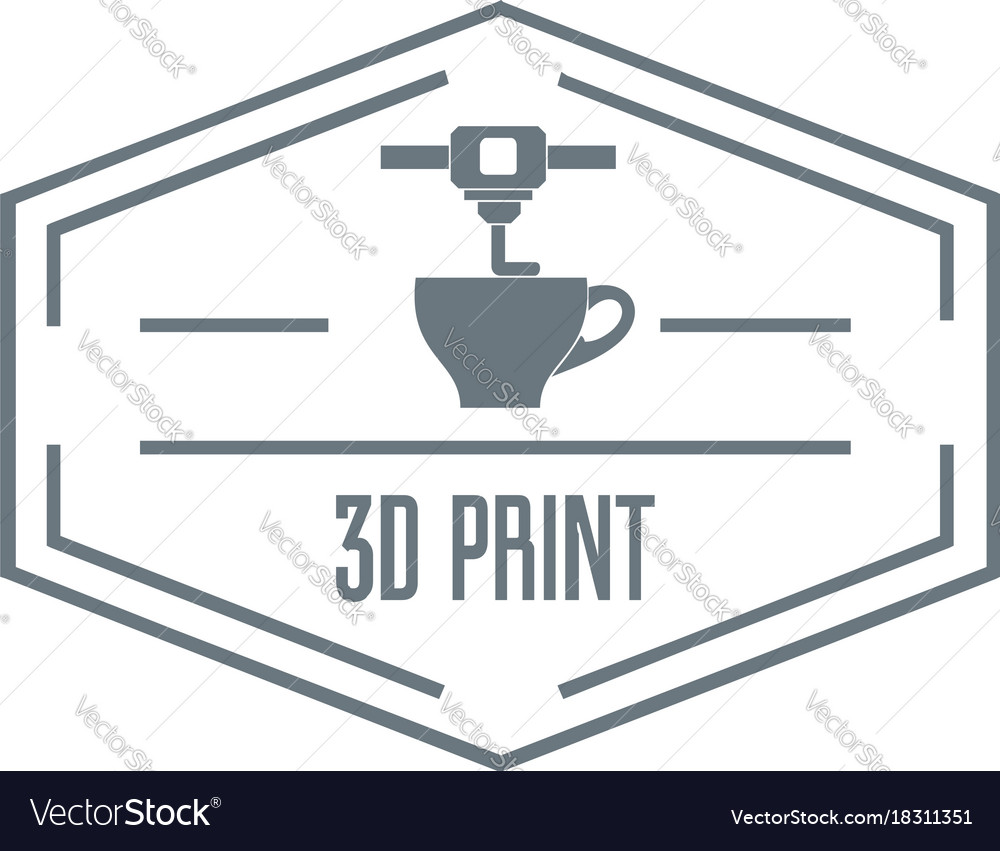 Plastic 3d printing logo simple gray style Vector Image