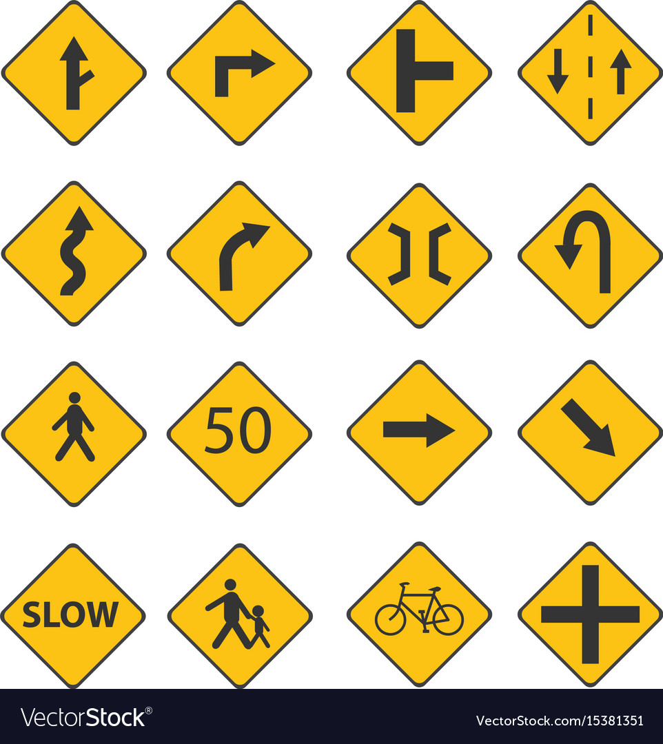 Set traffic black signs Royalty Free Vector Image