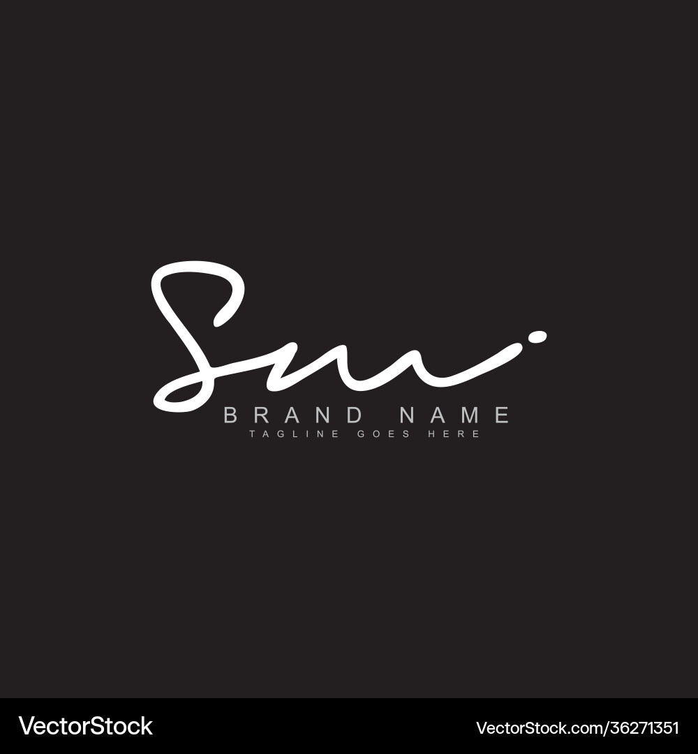 Sm signature logo - handwritten Royalty Free Vector Image