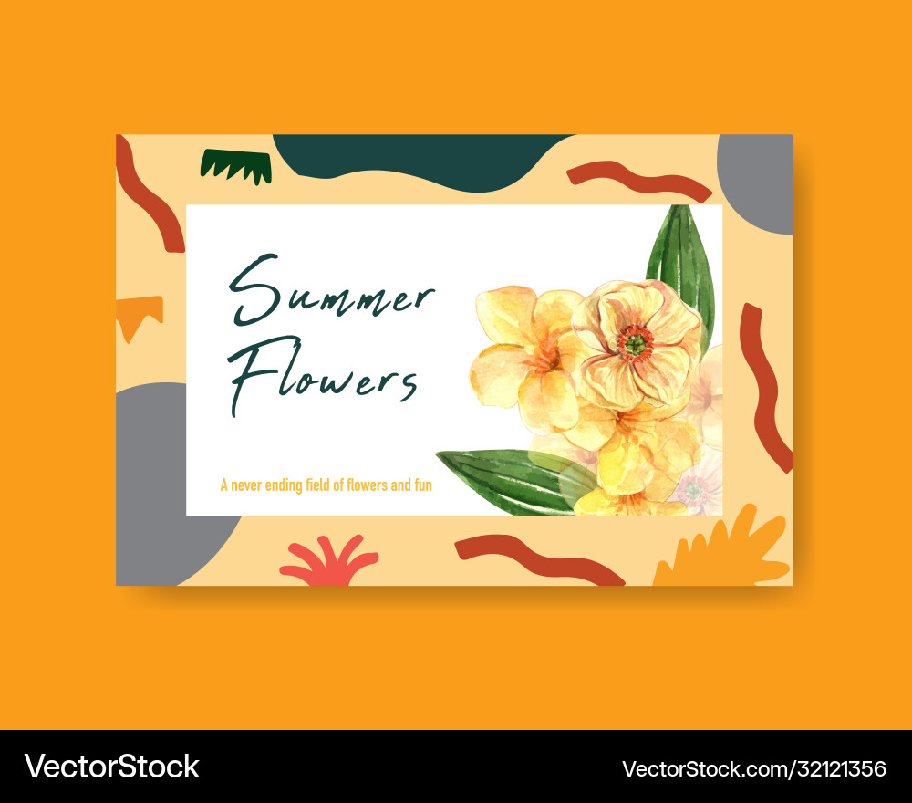 Facebook Template With Summer Flower Concept Vector Image