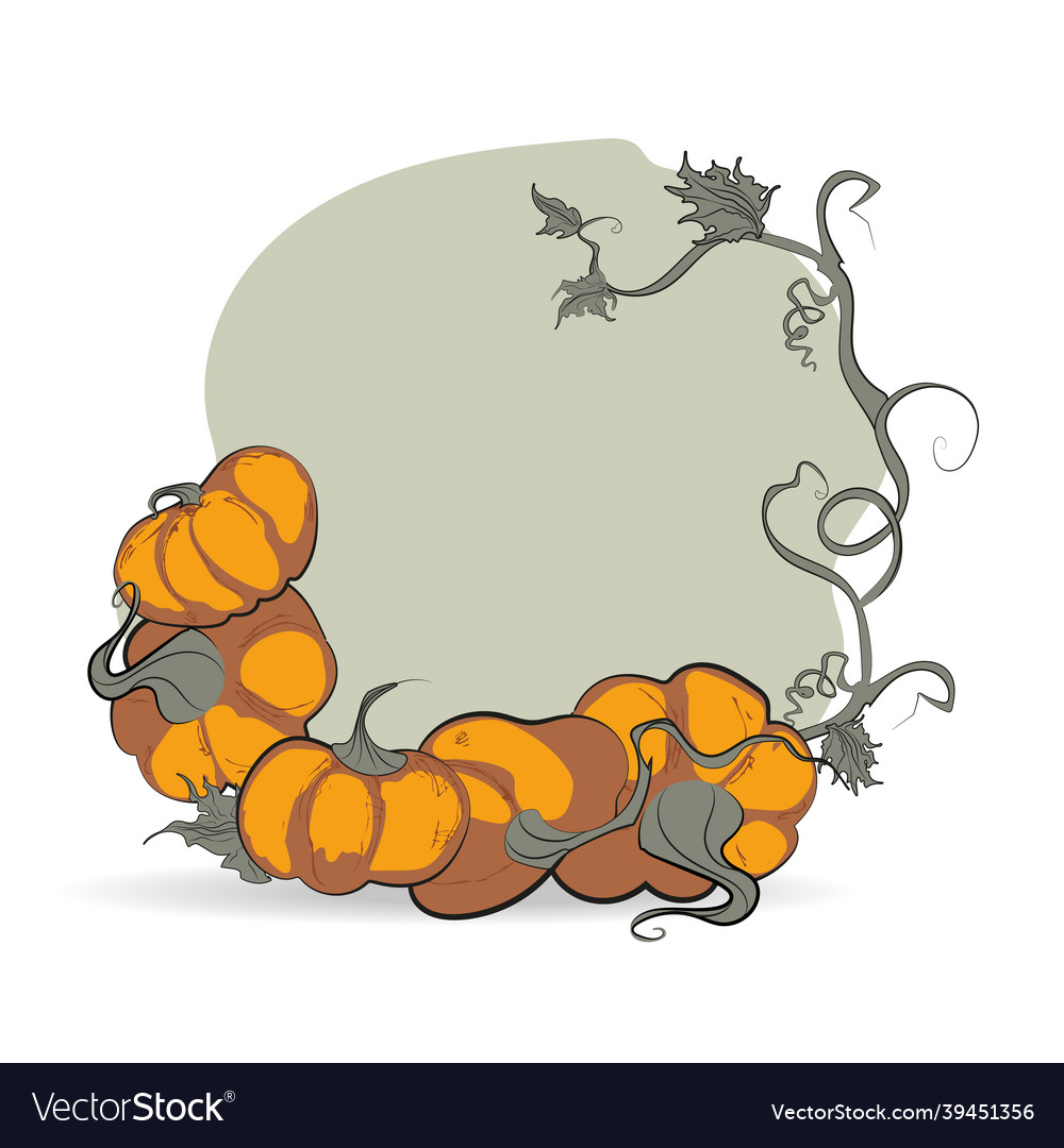 Leaves and pumpkins hand drawn sketch Royalty Free Vector