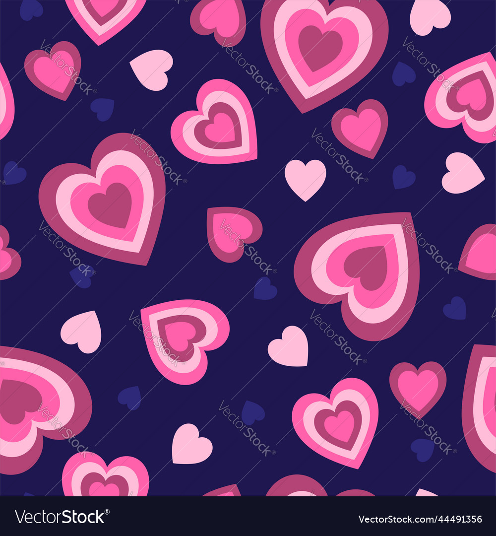 Seamless pattern with hearts in blue-pink colors Vector Image