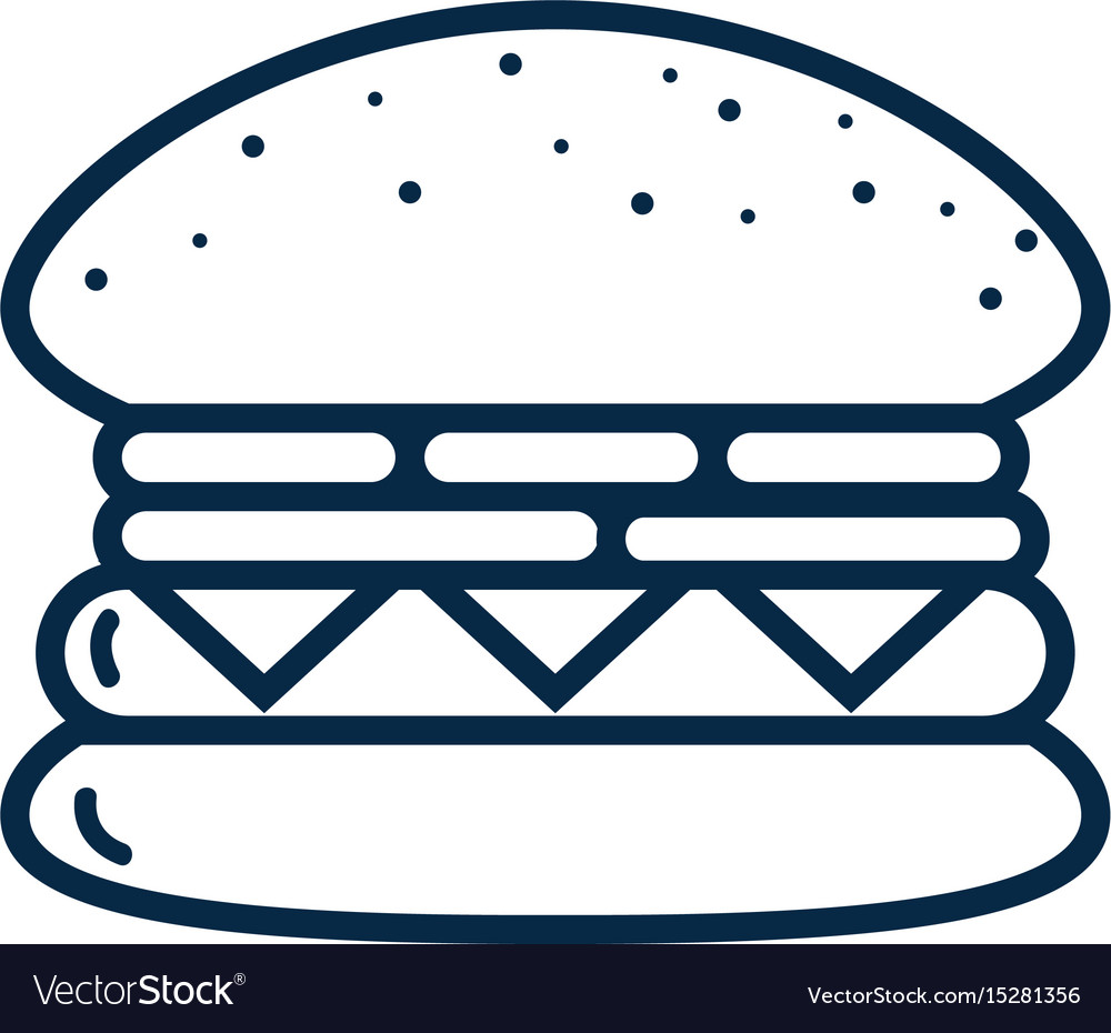 Silhouette Delicious Hamburger Fast Food Vector Image