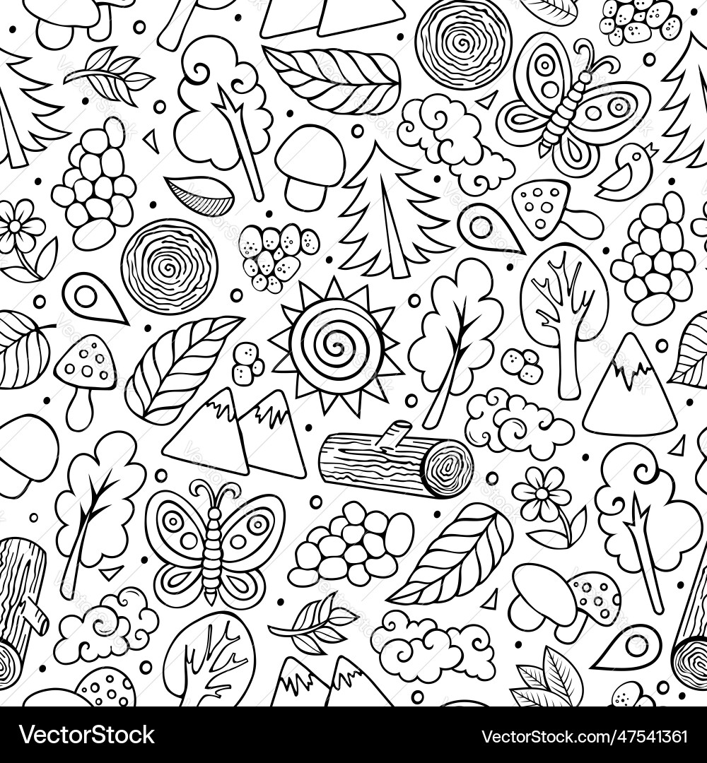 Cartoon doodles camping seamless pattern Vector Image