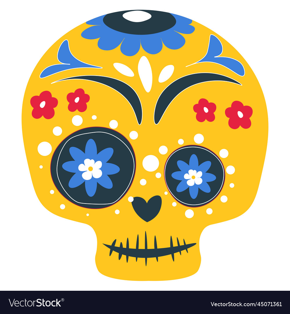 Dia de los muertos painted skull with ornaments Vector Image