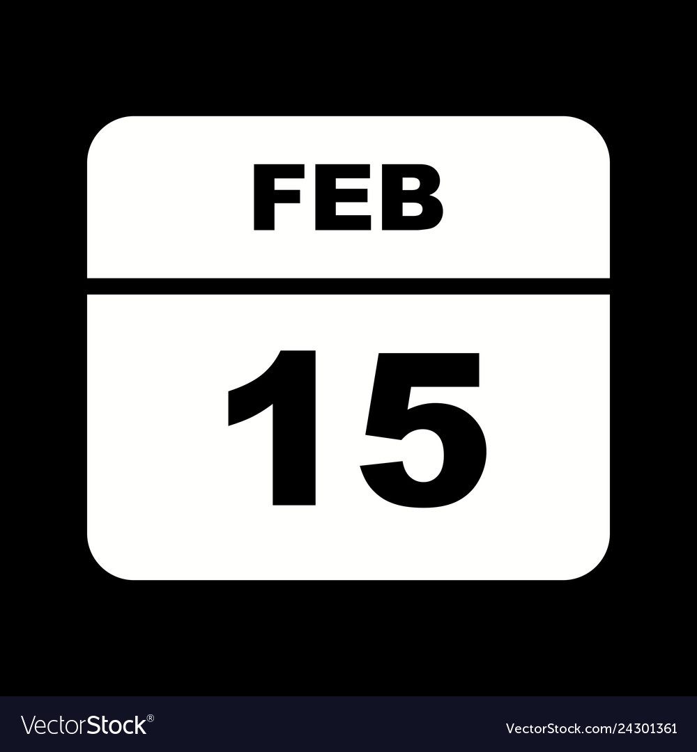 February 15th date on a single day calendar Vector Image