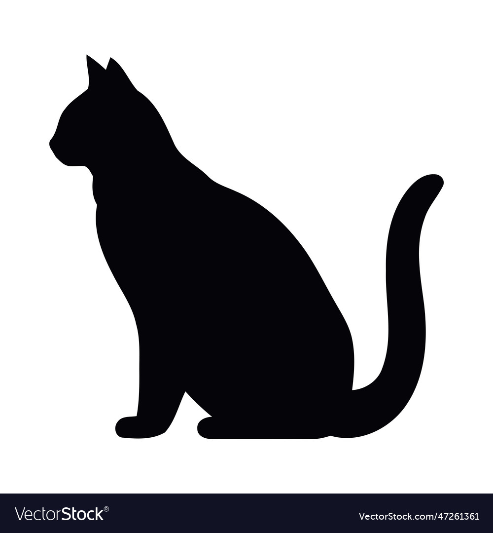 Playful kitten silhouette full length Royalty Free Vector