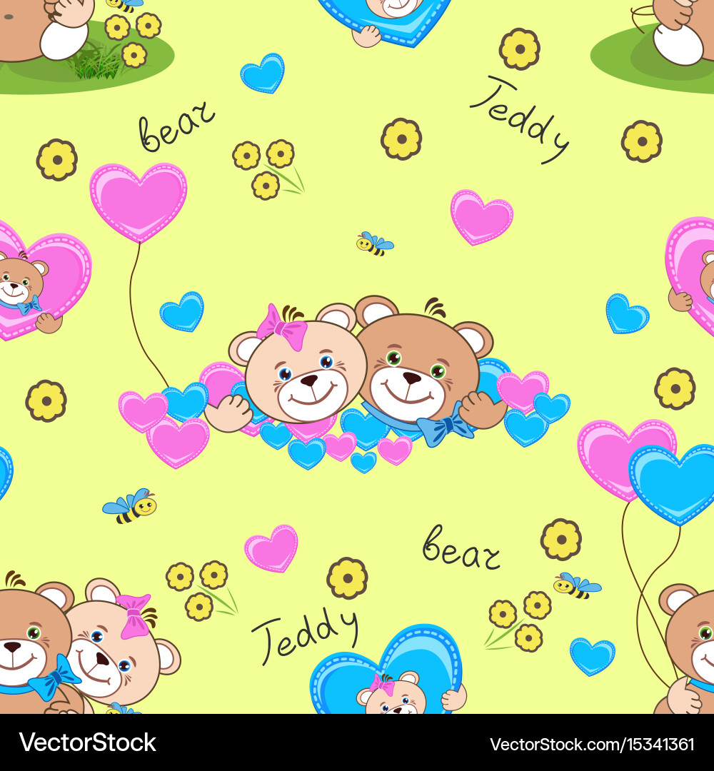 Teddy bears seamless pattern Royalty Free Vector Image