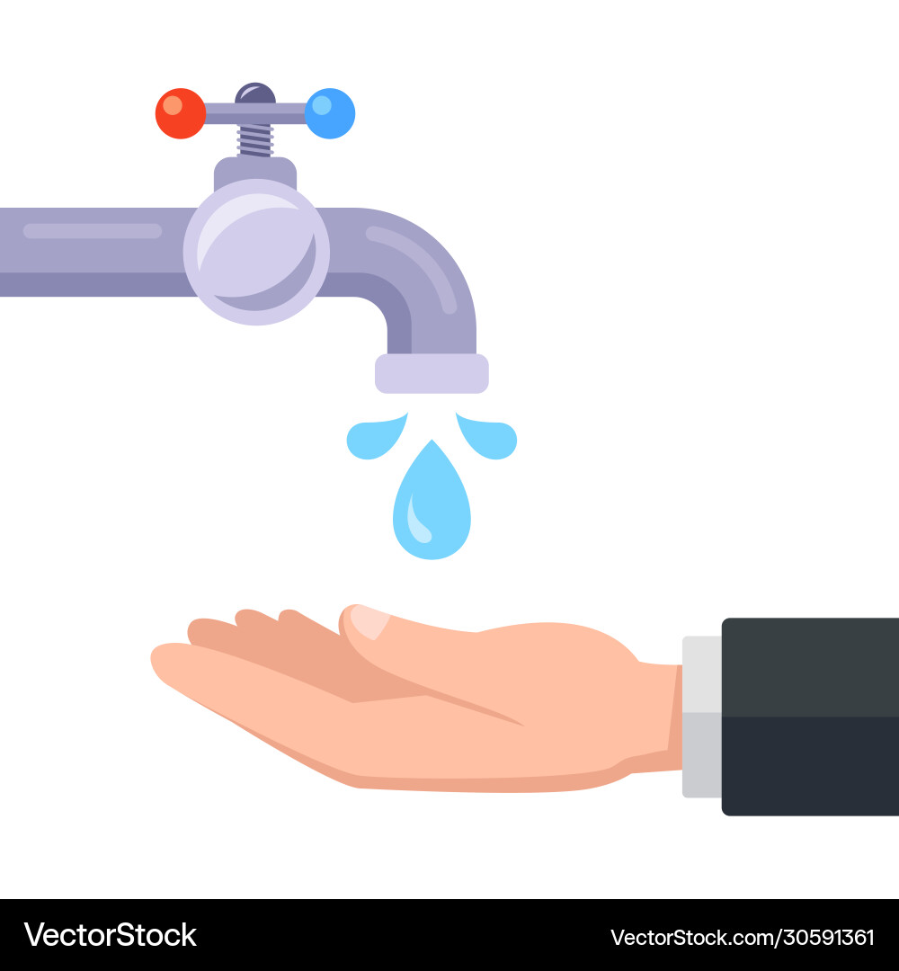 Wash hands with tap water Royalty Free Vector Image