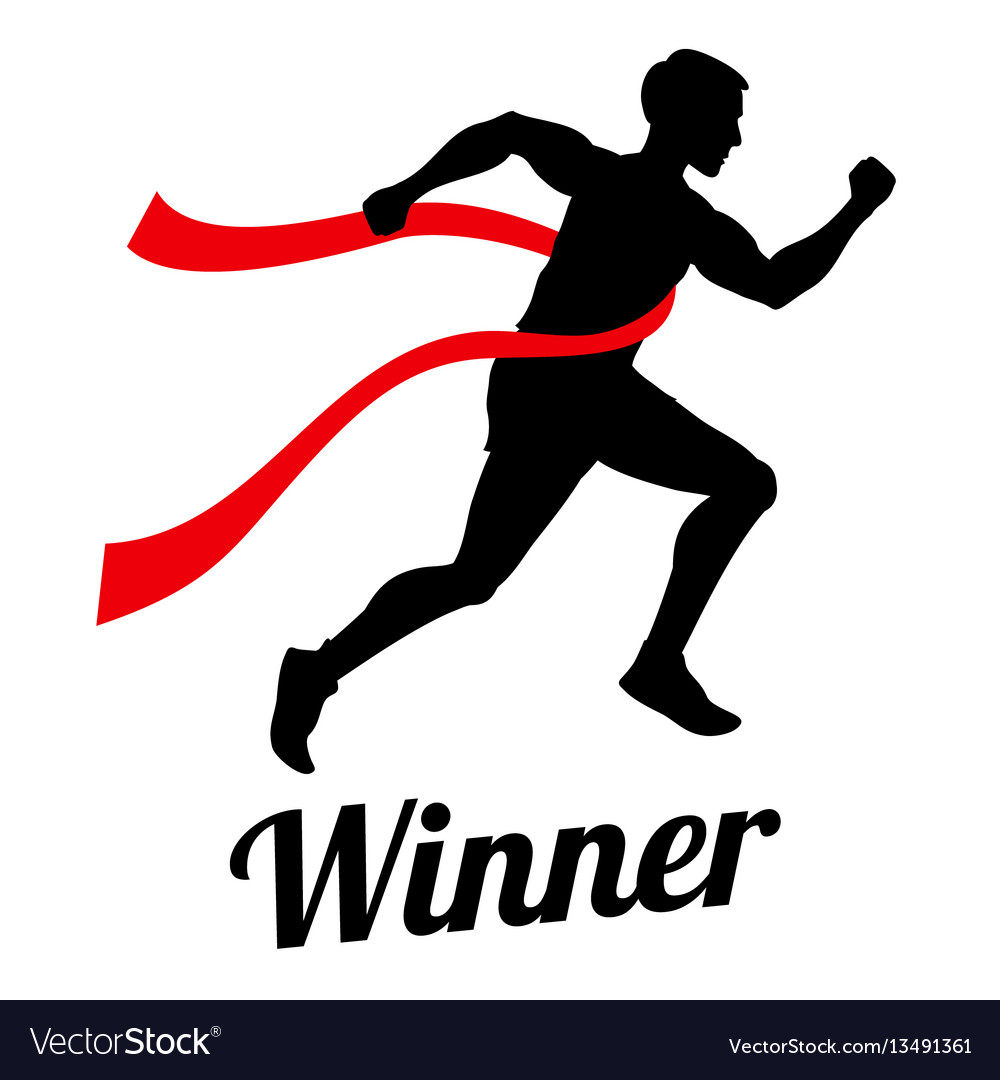 Winner runner crossing finish line sports Vector Image