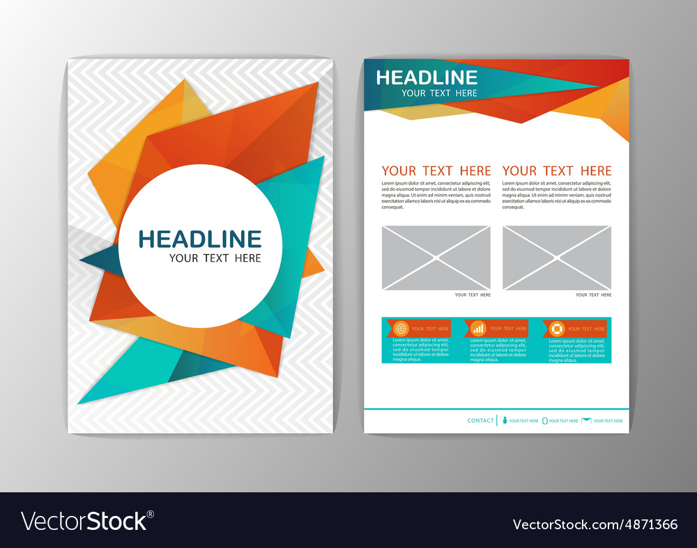 Abstract Orange and Blue Triangle design Brochure Vector Image