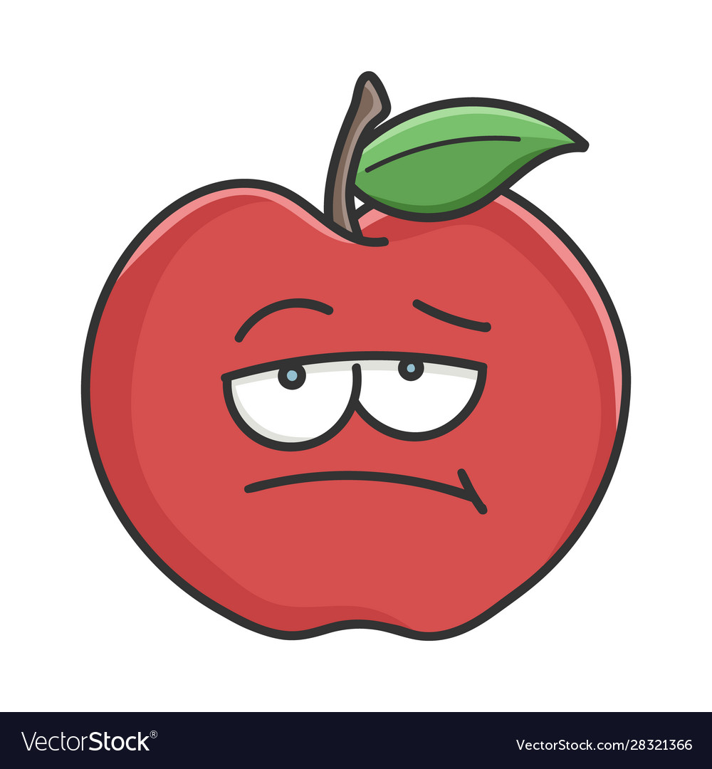 Bored Red Apple Cartoon Royalty Free Vector Image 1541