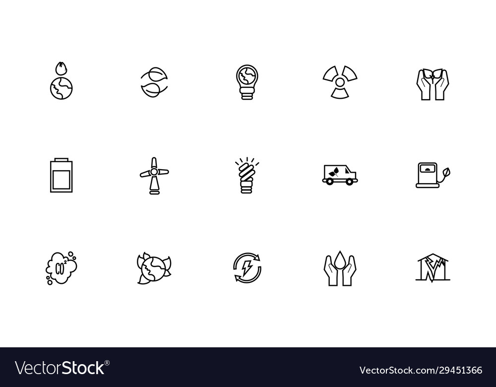 Bundle climate change set line icons Royalty Free Vector