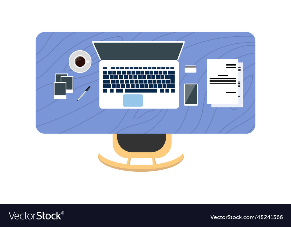 Office desk top view concept Royalty Free Vector Image