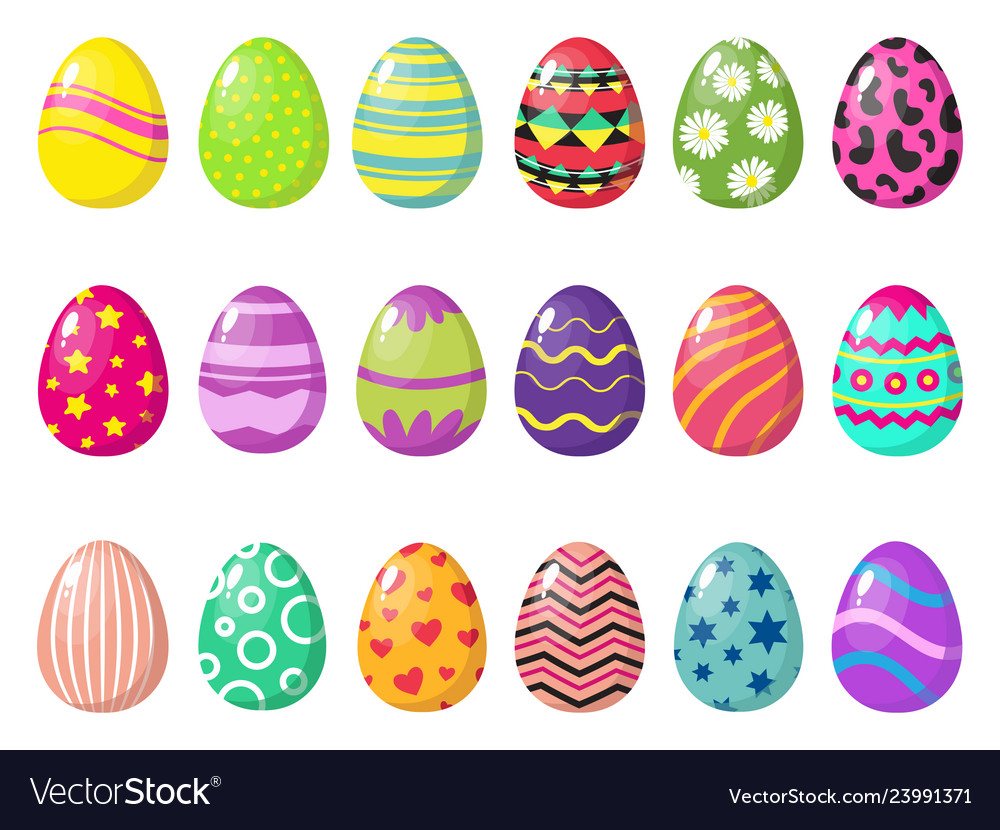 Cartoon colorful easter eggs with patterns Vector Image