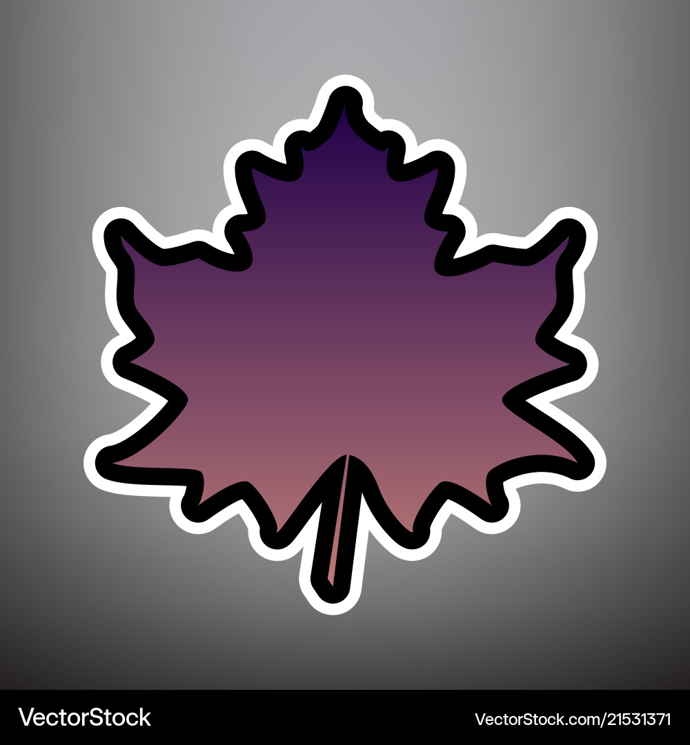 Maple leaf sign violet gradient icon Royalty Free Vector