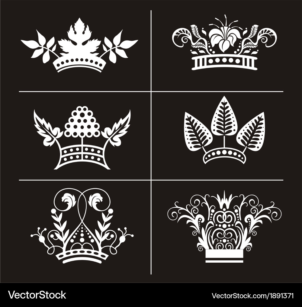 Set crowns Royalty Free Vector Image - VectorStock