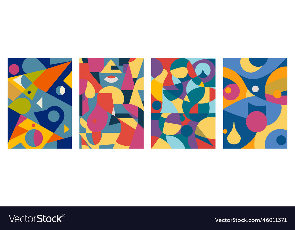 Set of creative geometric cards abstract geometry Vector Image