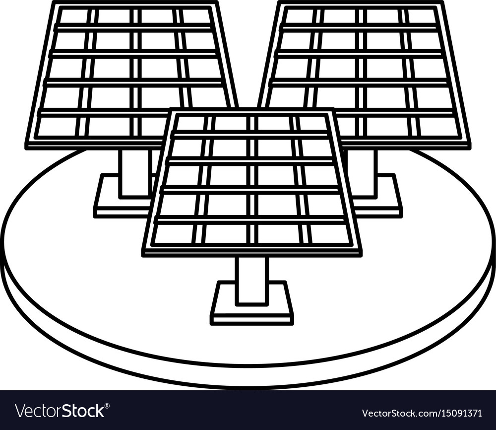 Solar panel silhouette draw Royalty Free Vector Image