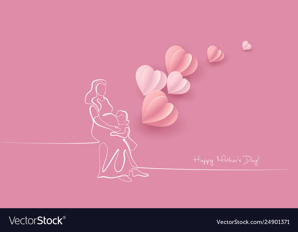 Woman hold her baby with air balloons Royalty Free Vector