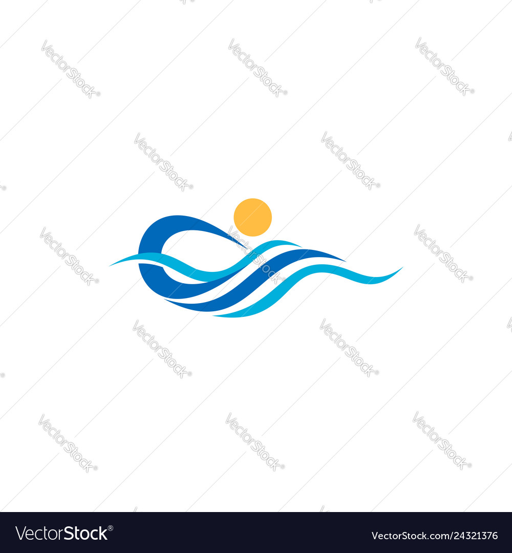 Blue waves and sunlight logo symbol icon design vector image Blue waves and sunlight logo symbol icon design