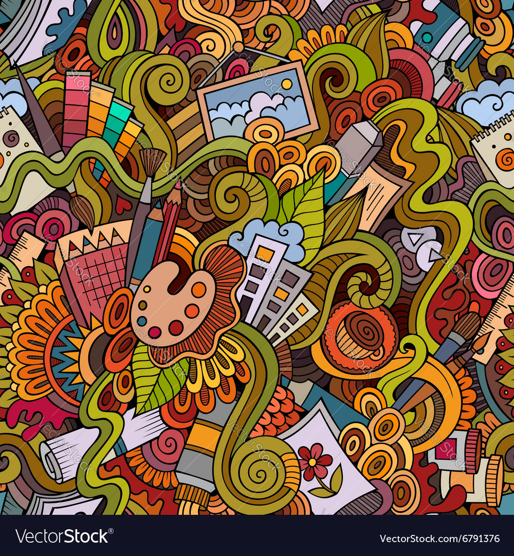 Cartoon art and craft seamless pattern Royalty Free Vector