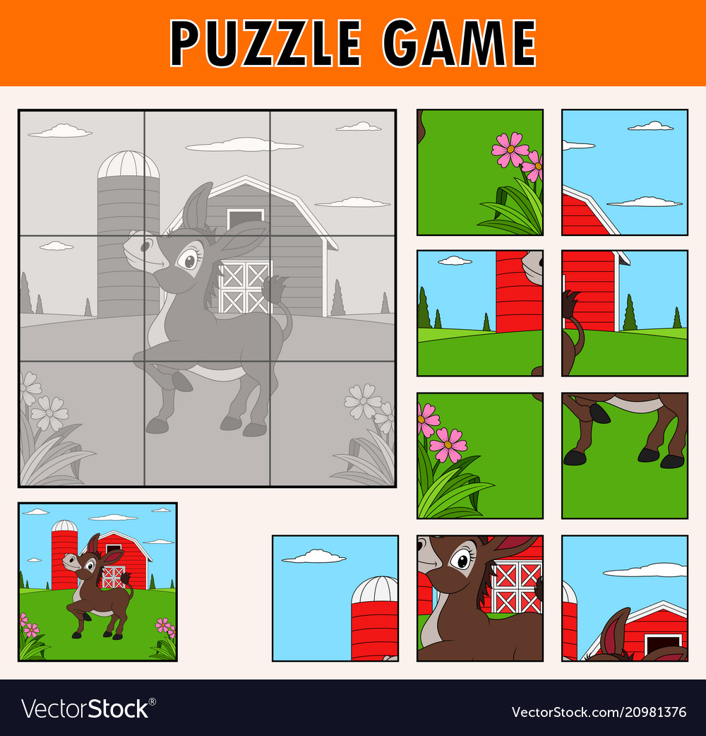 Cartoon educational jigsaw puzzle Royalty Free Vector Image