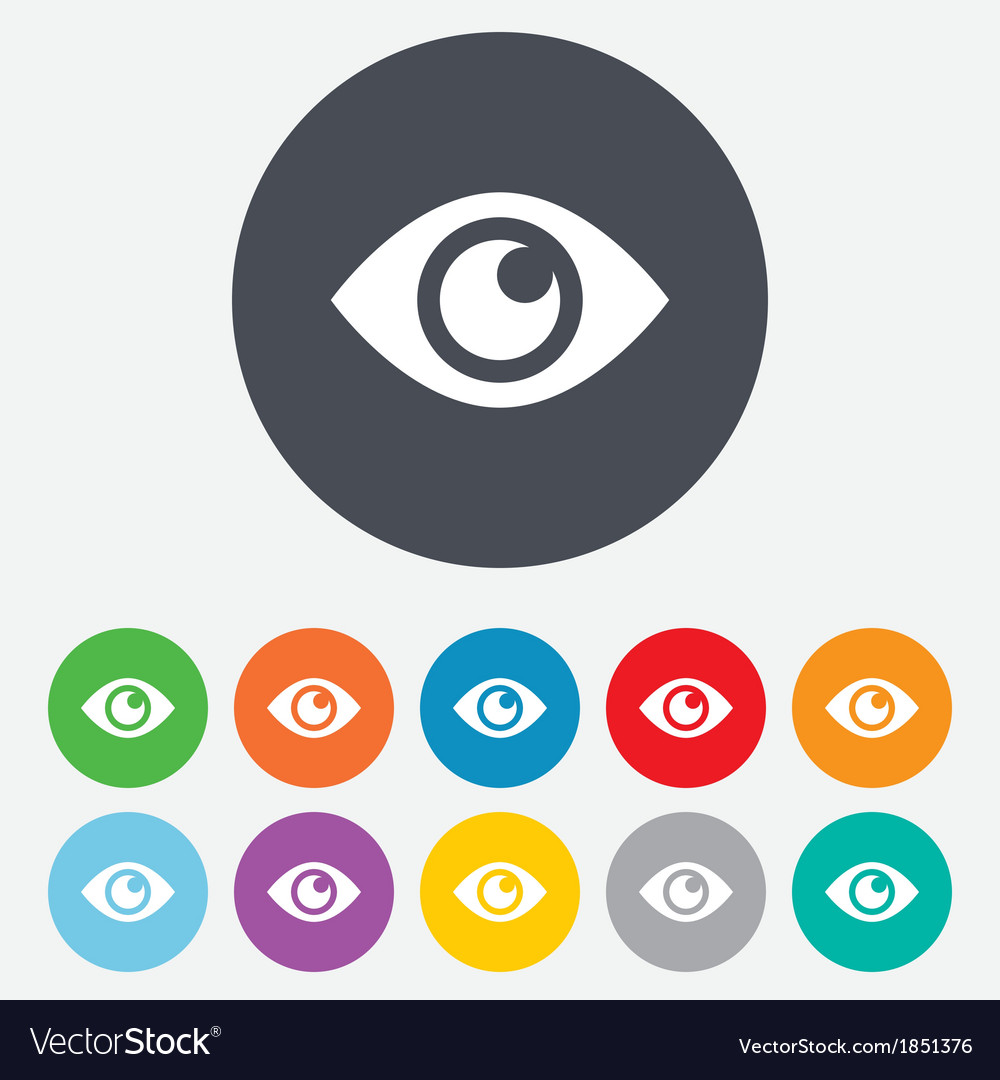 Eye sign icon publish content button Royalty Free Vector