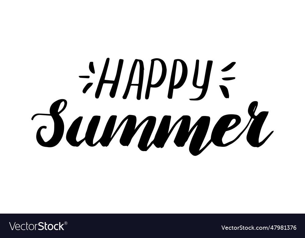 Happy summer lettering hand drawn lettering Vector Image