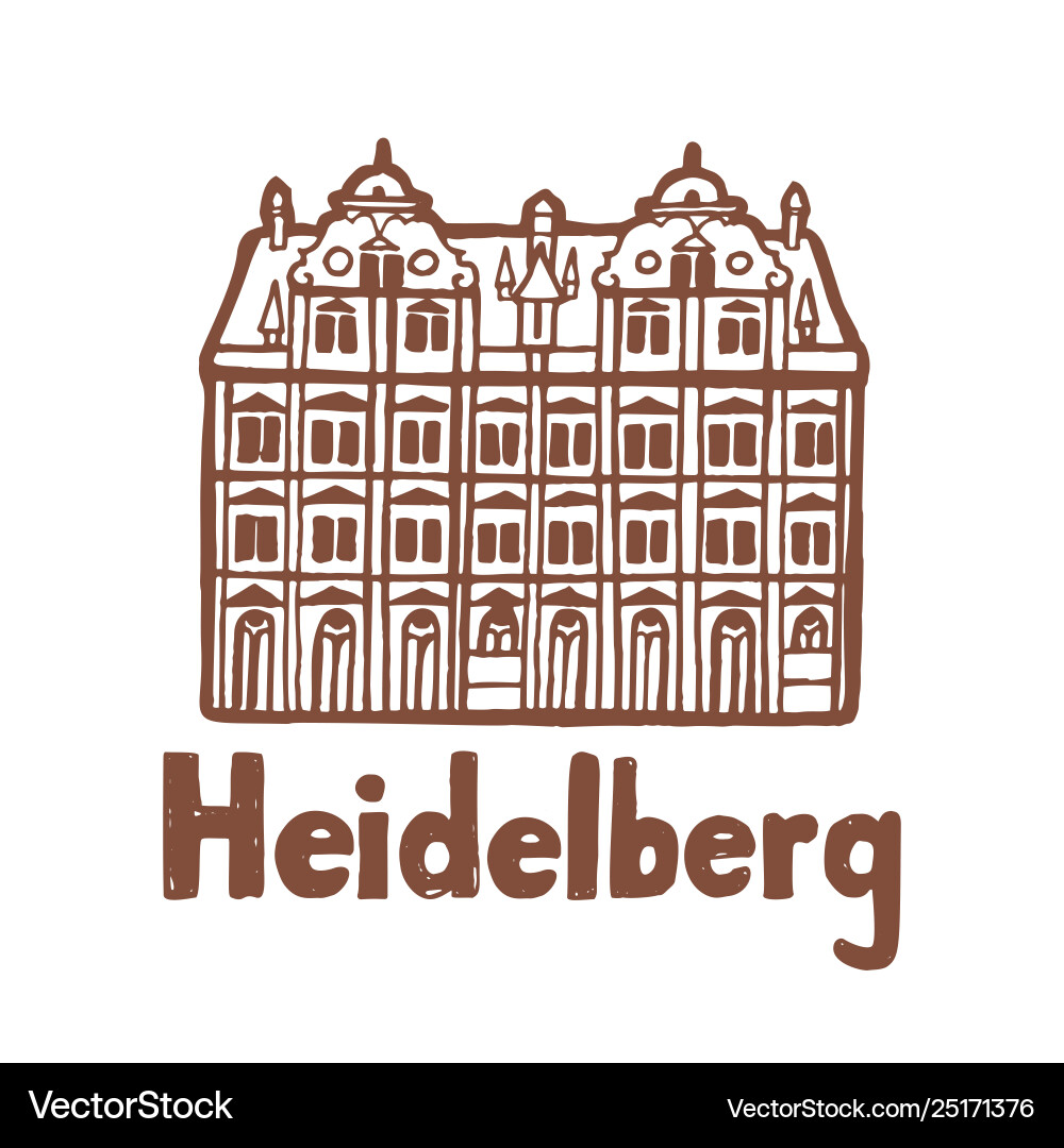 Isolated heidelberg castle in hand drawn style Vector Image