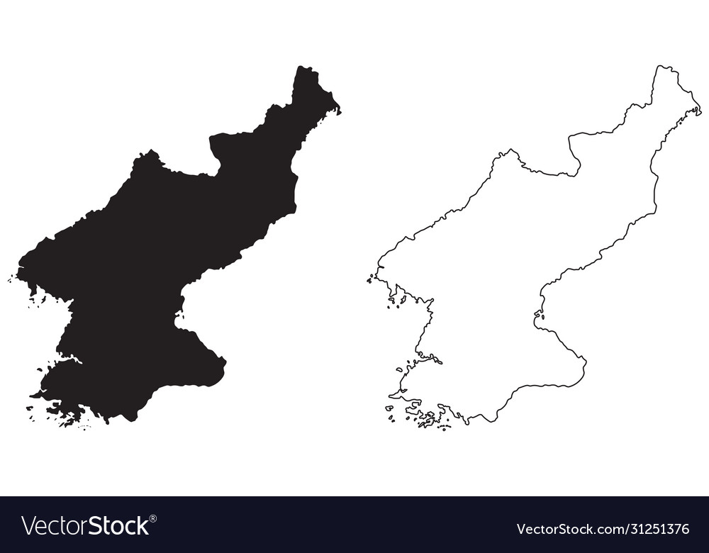 North Korea Country Map North Korea Country Map Black Silhouette Vector Image